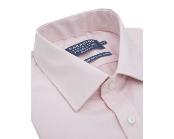 Mens Pink Slim Fit Shirt Non-Iron Pure Cotton