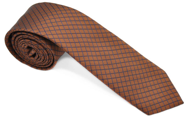 TSPA-7 Brown Check Skinny Pattern Tie