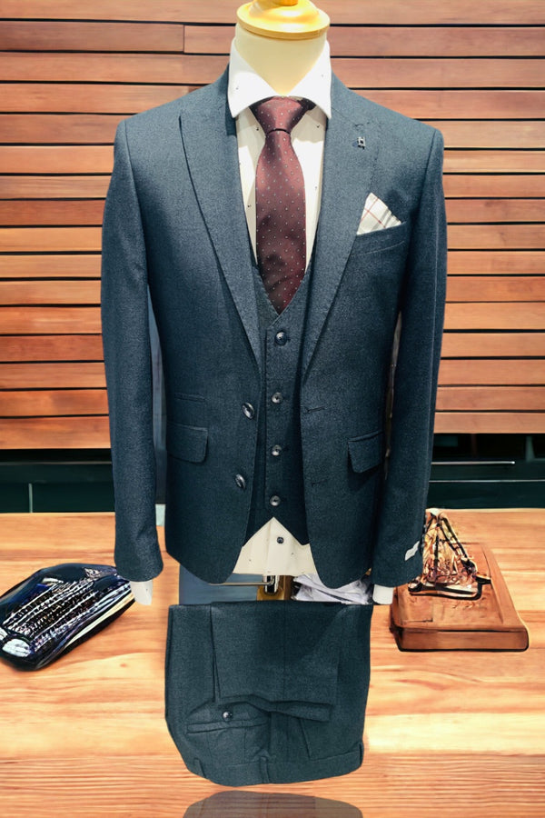 Dallas Tapered Fit Navy Grey 3pc Suit