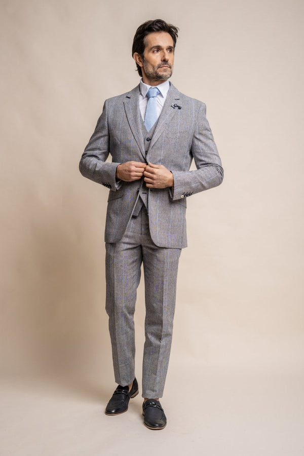 Arriga Grey Check 3pc Slim Fit Suit