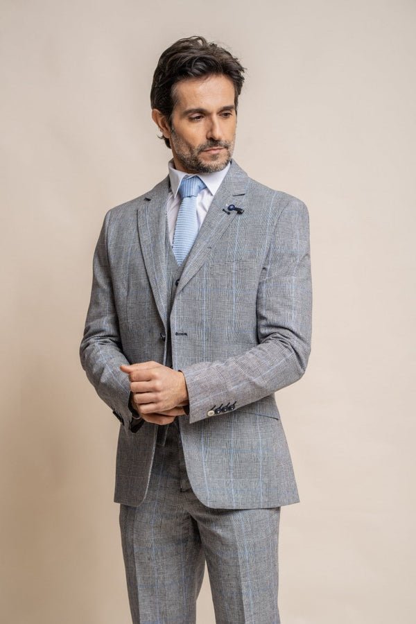 Arriga Grey Check 3pc Slim Fit Suit