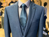3pc Suit Denim Blue 8364 Tapered