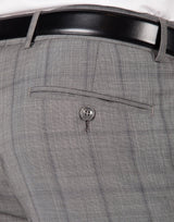 Grey Check Slim Fit Trousers Milano