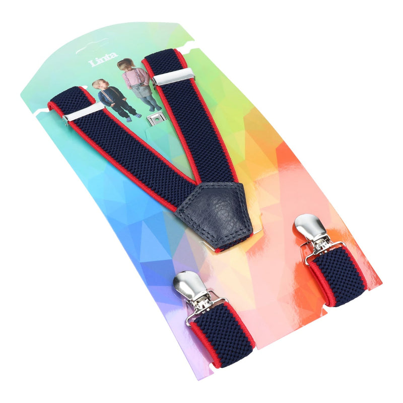 Kids Navy/Red Suspenders - Elasticated Adjustable