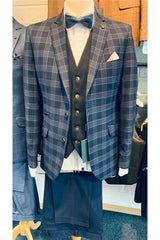 Calvin Navy Blue Check 2pc Suit