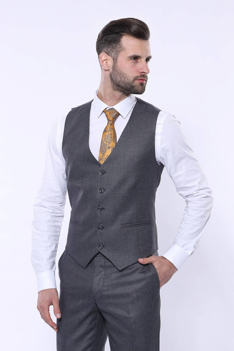 Brown Grey 2 and 3pc Suit With Checked Blazer