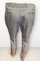 Grey Check Skinny Fit Stretch Trousers Tulum